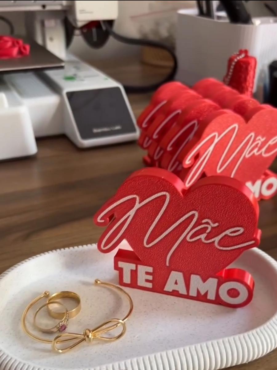 Porta Joias Mãe Te Amo em Impressão 3D – Presente Decorativo Dia das Mães